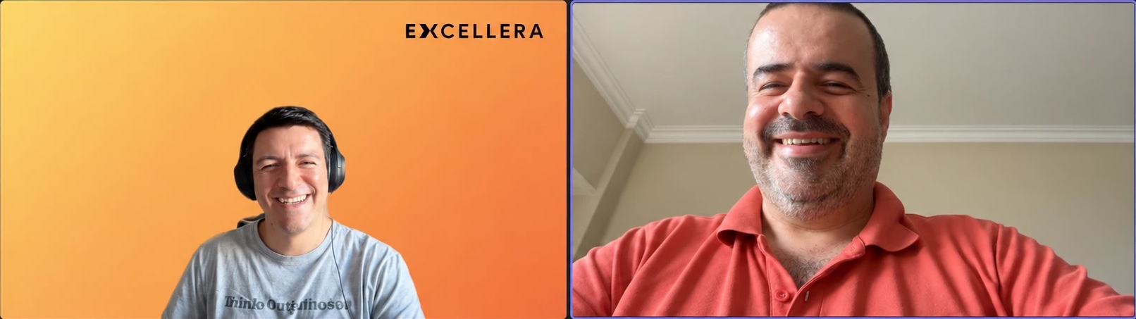 Filipe e um participante a sorrir durante uma sessão de coaching online
